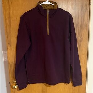 Joe Fresh Men's Zip-Up Sweater in Plum with Tan Trim
